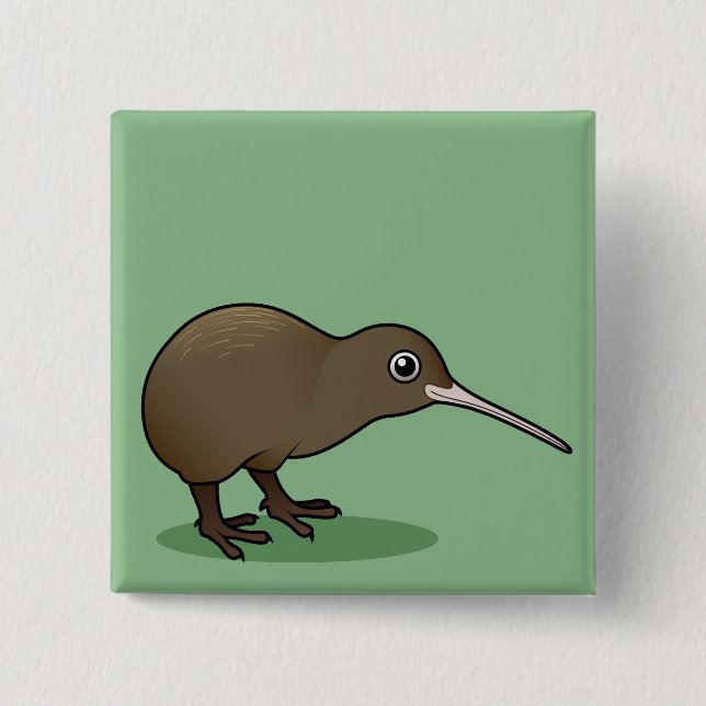 Niedliche Brown-Kiwi von Neuseeland Button (Vorderseite)
