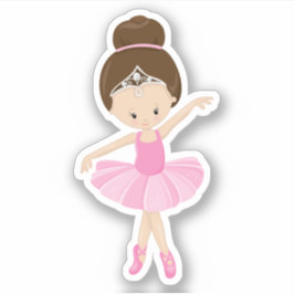 Niedliche Brünette Ballerina Girl Aufkleber