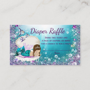 Niedliche Brünette Mermaid Diaper Raffles Tickets Begleitkarte