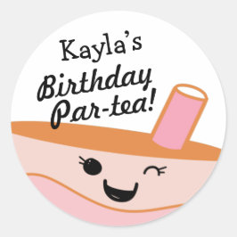 Niedliche Bubble Tee Boba Geburtstagsparty Runder Aufkleber