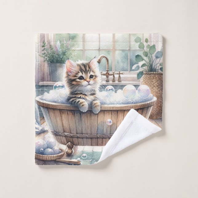 Niedliche Bubbly Kitt Bath Time Badhandtuch Set (Waschlappen)