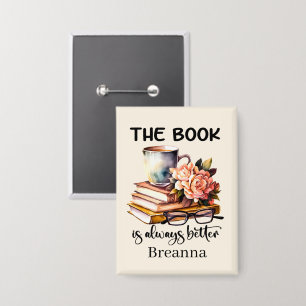 Niedliche Buchliebhaber der Wortkunst Button