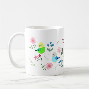 Niedliche Budgie Parakeet mit Blume Hübsche Vöge Kaffeetasse