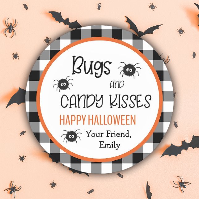 Niedliche Bugs & Kisses Halloween-Party Favoriten  Runder Aufkleber (Cute Bugs & Kisses Halloween Party Favors for Kids Classic Round Sticker)