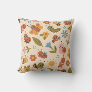 Niedliche Bugs Pattern Woodland Insekten für Kinde Kissen