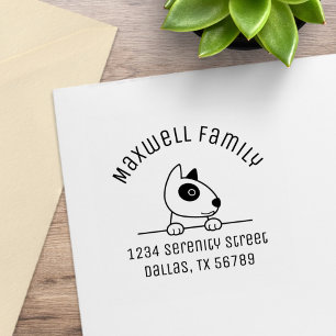 Niedliche Bull Terrier Dog Arch, Familiendadresse Gummistempel