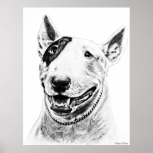 Niedliche Bull Terrier Hundekunst Poster