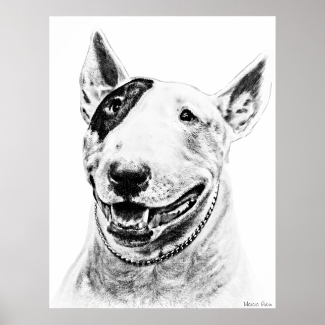 Niedliche Bull Terrier Hundekunst Poster (Vorne)