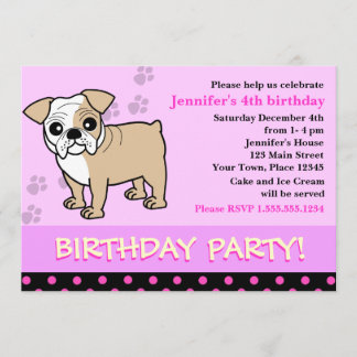 Niedliche Bulldog Welpe zum Geburtstag Einladung