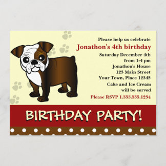 Niedliche Bulldog Welpe zum Geburtstag Einladung