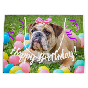 Niedliche Bulldoggen-alles Gute zum Geburtstag Große Geschenktüte