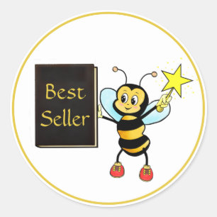 Niedliche Bumble Bee & Best Seller Book Classic Ro Runder Aufkleber
