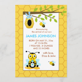 Niedliche Bumble Bee Boy Baby Announccard Ankündigung