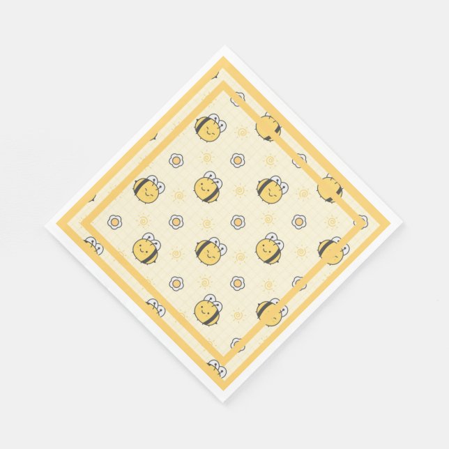 Niedliche Bumble Bee Boy Girl Babydusche Serviette (Ecke)