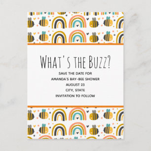 Niedliche Bumble Bee Pattern Babydusche Save the D Einladungspostkarte