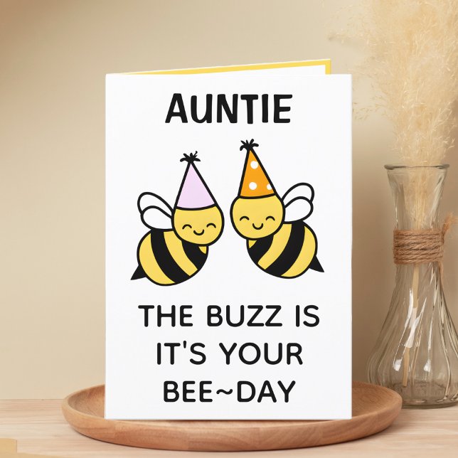 Niedliche Bumblebee Familientante Happy Birthday Dankeskarte (cute bee bumblebee birthday card for aunt)