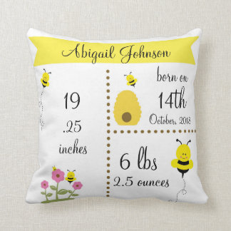 Niedliche Bummel Bee Baby Geburtshaus Ankündigung Kissen