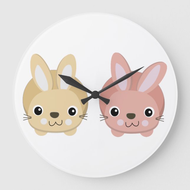 Niedliche Bunne Große Wanduhr (Vorderseite)