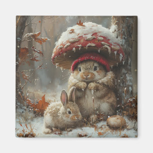 Niedliche Bunnie im Schnee Wintersaison Magnet Ges