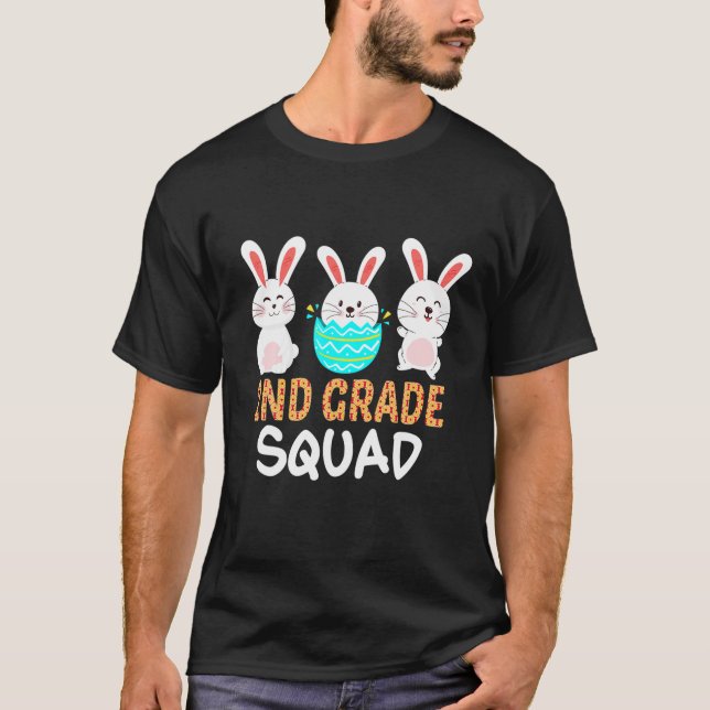 Niedliche Bunnies 2. Klasse Lehrerin Squad Osterta T-Shirt (Vorderseite)