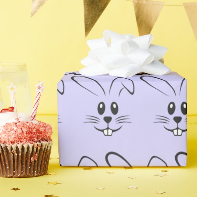 Niedliche Bunnies auf Lila Geschenkpapier (Geburtstagsparty)