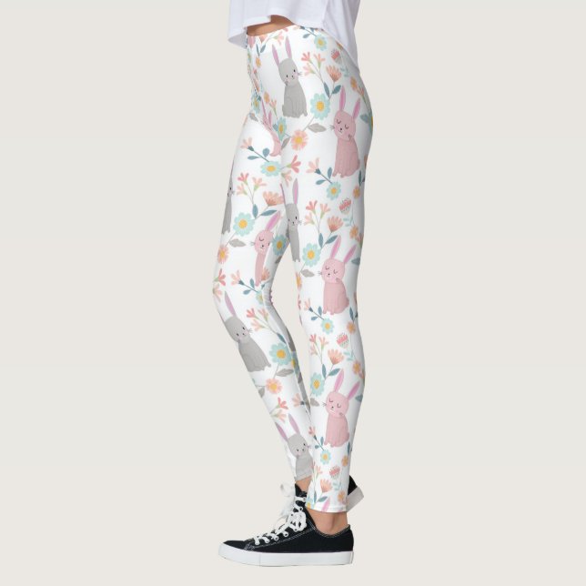 Niedliche Bunnies in Blume Gartenmuster Leggings (Links)