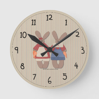 Niedliche Bunnies-Mauer Runde Wanduhr