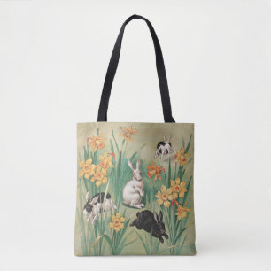Niedliche Bunnies mit düsteren Blume Antikes Oster