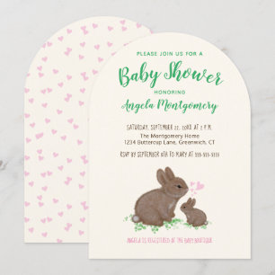 Niedliche Bunnies mit Herz-Baby-Dusche Einladung