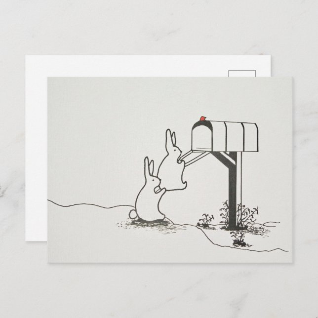 Niedliche Bunnies suchen nach einer Mail Postkarte (Vorne/Hinten)