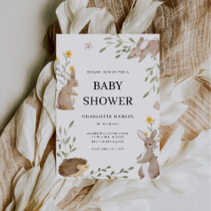 Niedliche Bunnies und Grüne Babydusche Einladung