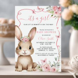 Niedliche Bunny Baby Shower Girl Einladung