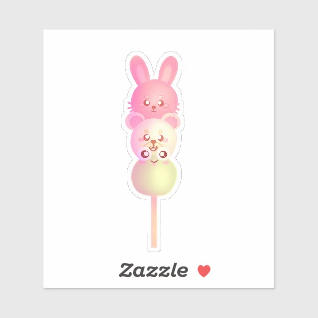 Niedliche Bunny-, Bär- und Frosch-Dango Aufkleber (Blatt)