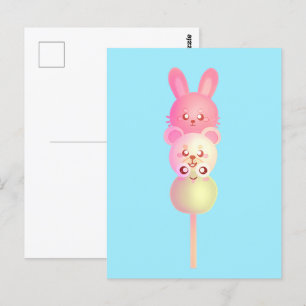 Niedliche Bunny-, Bär- und Frosch-Dango Postkarte
