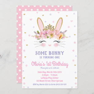 Niedliche Bunny Birthday Einladungen Girls Rabbit