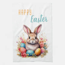 Niedliche Bunny Bunny Colorful Eggs Blume Frohe Os