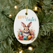 Niedliche Bunny Bunny Colorful Eggs Blume Frohe Os