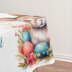 Niedliche Bunny Bunny Colorful Eggs Blume Frohe Os Tischdecke