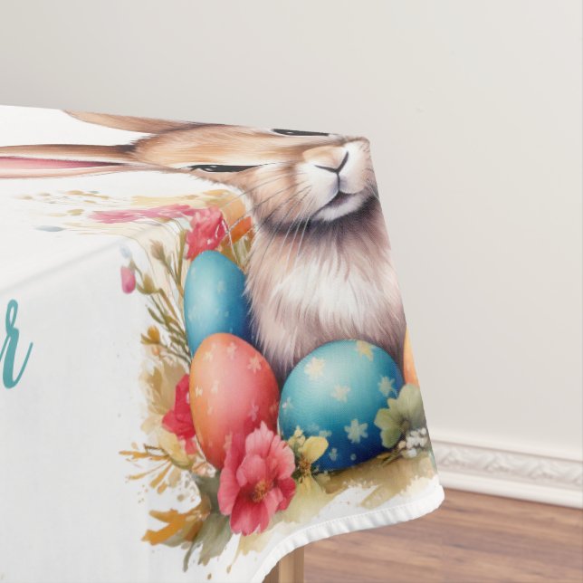 Niedliche Bunny Bunny Colorful Eggs Blume Frohe Os Tischdecke (Beispiel)
