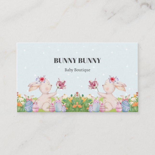 Niedliche Bunny Bunny Light Blue Business Card Begleitkarte (Vorderseite)