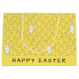 Niedliche Bunny Chicks Gelbes Osterfest Große Geschenktüte