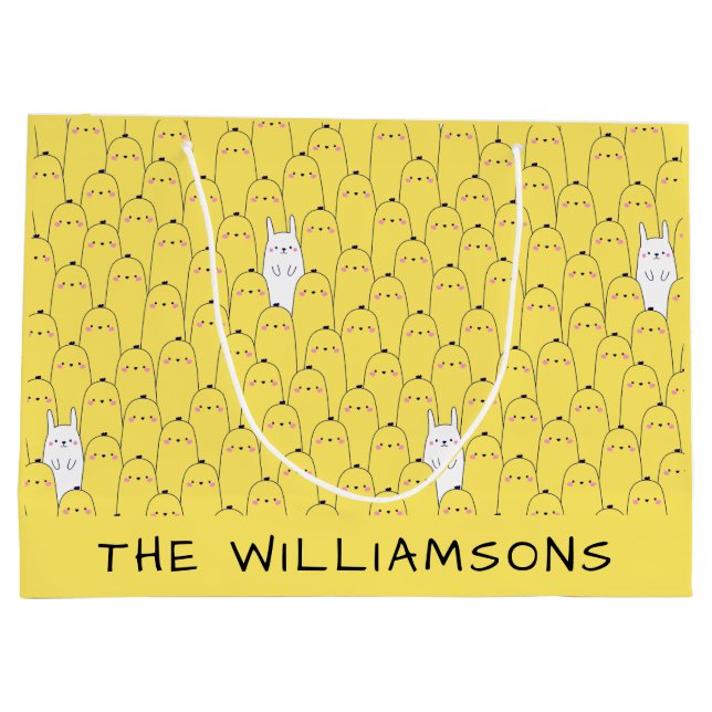 Niedliche Bunny Chicks Gelbes Osterfest Große Geschenktüte (Rückseite)