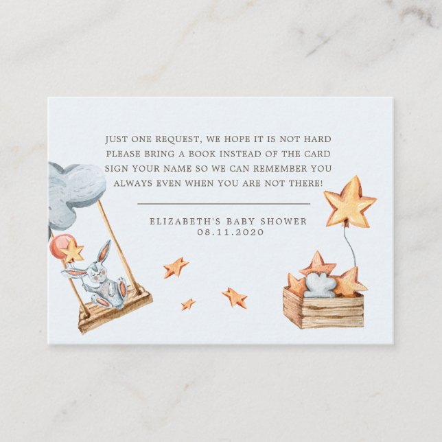 Niedliche Bunny Clouds Babyduschkarte Begleitkarte (Vorderseite)