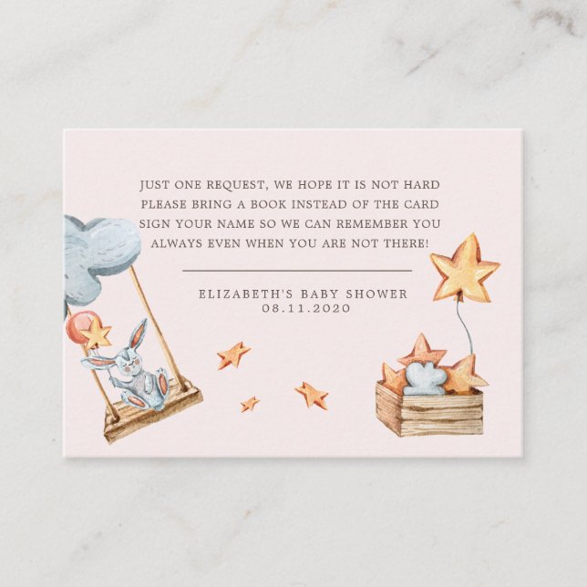 Niedliche Bunny Clouds Babyduschkarte Begleitkarte (Vorderseite)