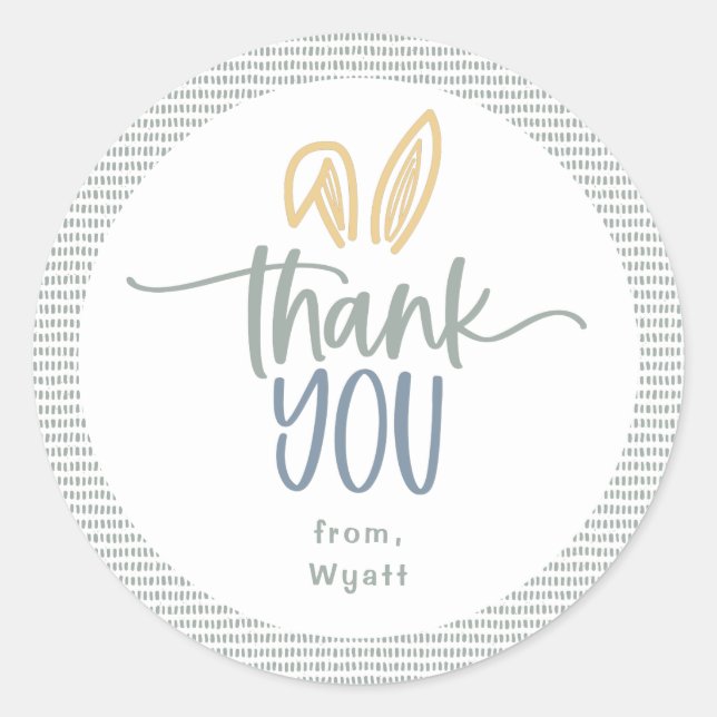 Niedliche Bunny Ears Vielen Dank für den klassisch Runder Aufkleber (Vorderseite)