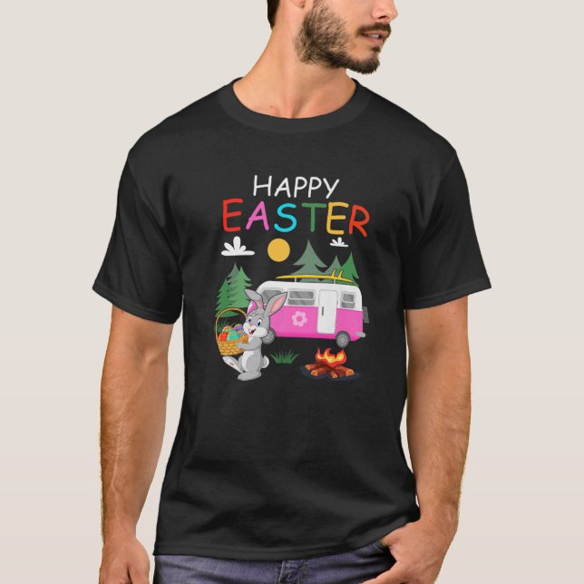 Niedliche Bunny Eggs Osterfest Camping Happy Oster T-Shirt (Vorderseite)