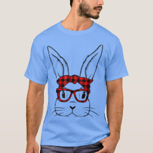 Niedliche Bunny Face Glasses Buffalo Roter Kariert T-Shirt