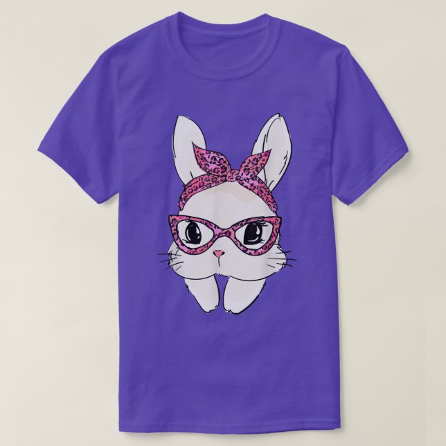 Niedliche Bunny Face Headband Leopard Print Glasse T-Shirt (Design vorne)