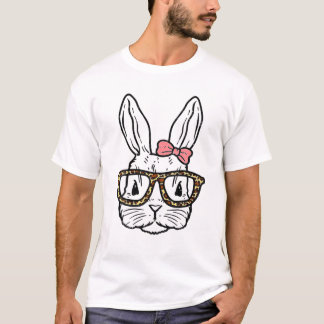 Niedliche Bunny Face Leopard Druckbrille EASTER Fr T-Shirt