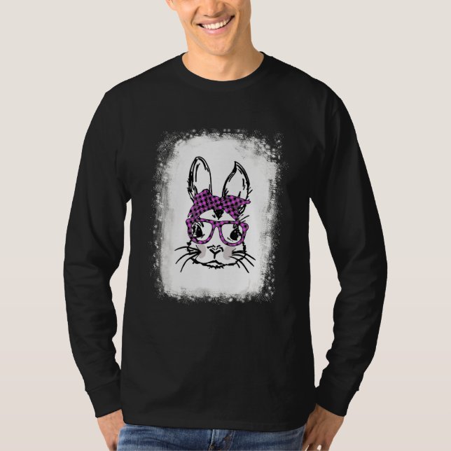 Niedliche Bunny Face Pink Buffalo Kariert Glasse g T-Shirt (Vorderseite)
